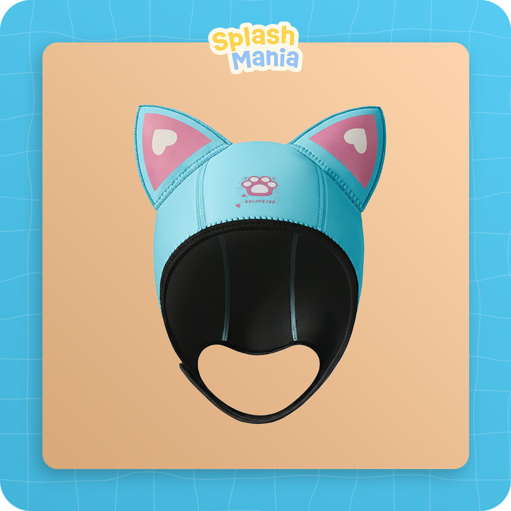 Touca de Natação de Gatinho (Azul)