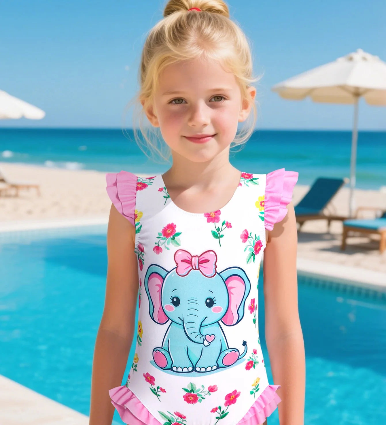 Maiô Infantil com Babados para Meninas