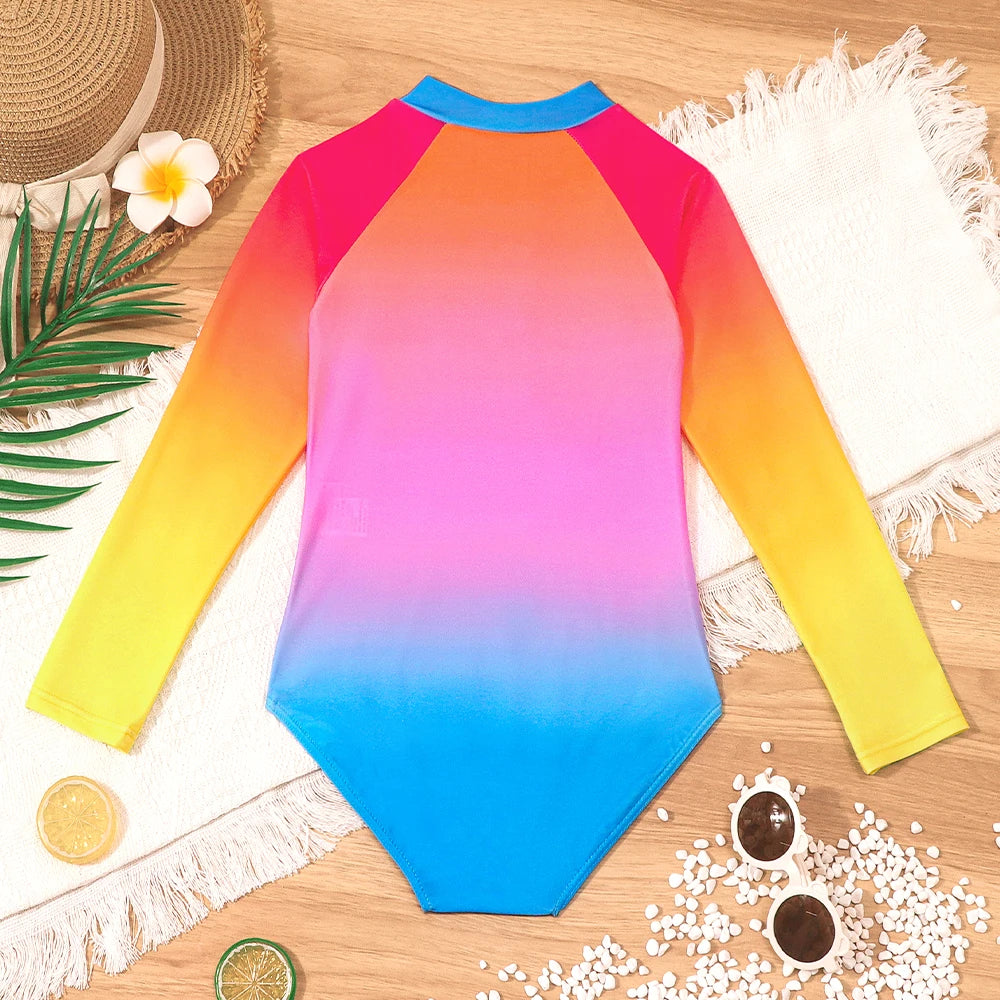 Maiô Infantil Manga Longa com Zíper UV