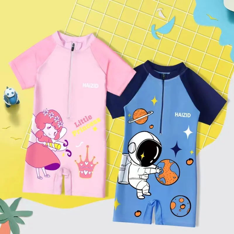 Maiô Infantil Cartoon Manga Curta UV