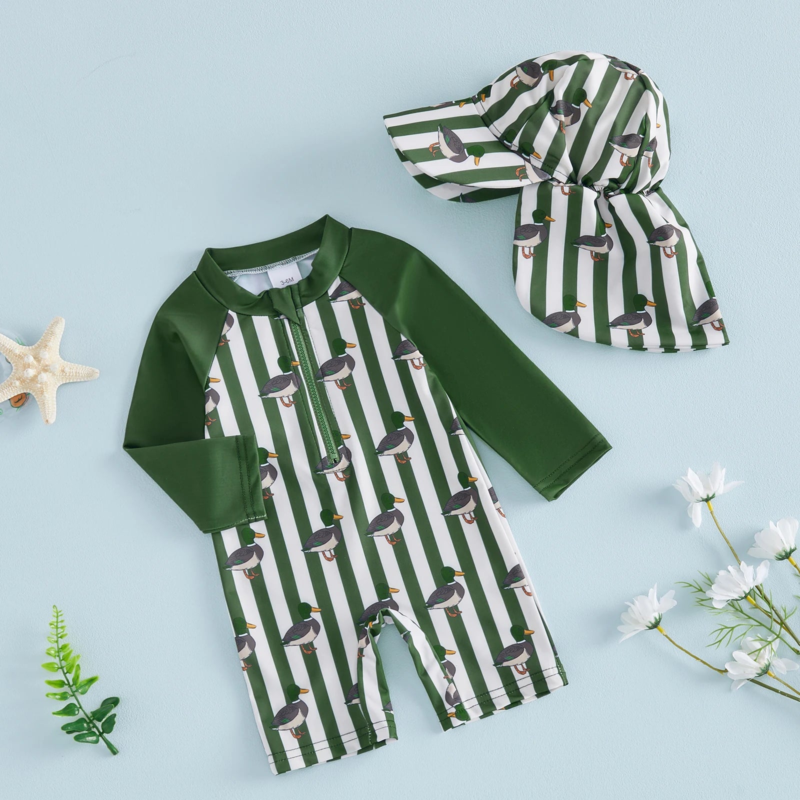 Macacão Infantil UV Manga Longa + Chapéu