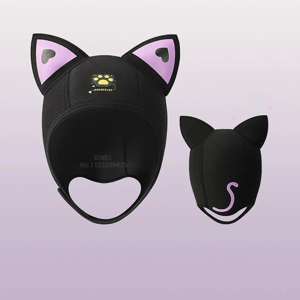 Touca de Natação de Gatinho (Preta)